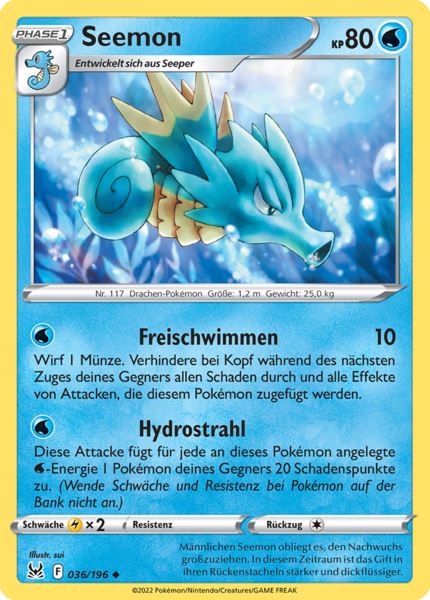 Seemon 036/196 Uncommon - Verlorener Ursprung Deutsch