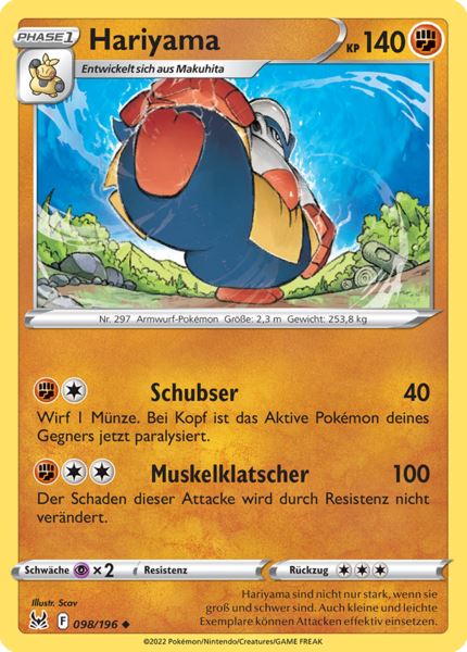Hariyama 098/196 Uncommon - Verlorener Ursprung Deutsch