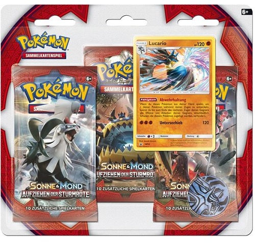 Sonne & Mond - Aufziehen der Sturmröte 3-Pack Blister Lucario