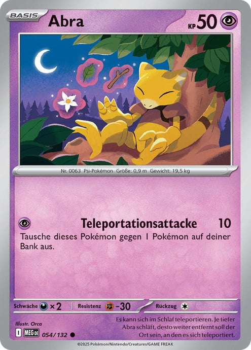 Abra 054/132 Common REVERSE HOLO FOIL - Mega-Entwicklung Deutsch