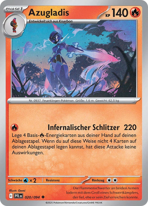 Azugladis 020/094 Uncommon REVERSE HOLO FOIL - Fatale Flammen Deutsch