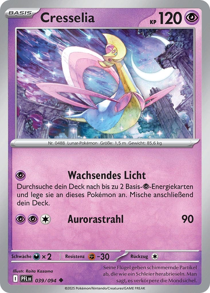 Cresselia 039/094 Uncommon REVERSE HOLO FOIL - Fatale Flammen Deutsch
