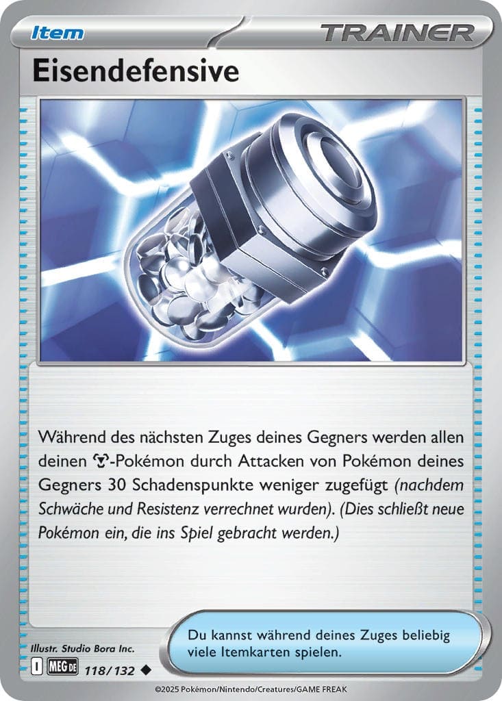 Eisendefensive 118/132 Uncommon REVERSE HOLO FOIL - Mega-Entwicklung Deutsch