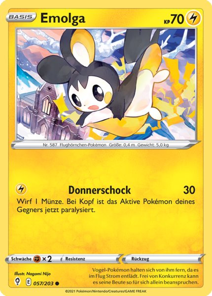 Emolga 057/203 Common REVERSE HOLO - Drachenwandel Deutsch