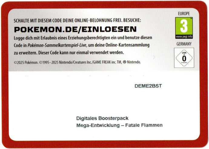 Sammelkartenspiel Live TCGO Code Pokémon Mega-Entwicklung - Fatale Flammen