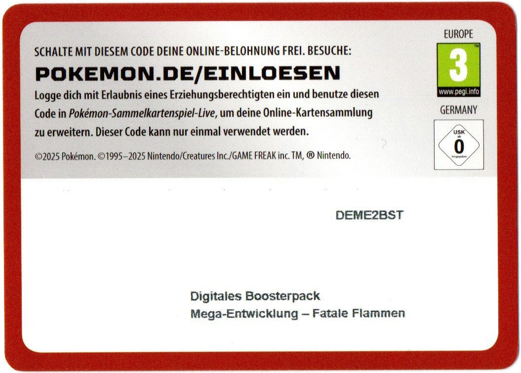 Sammelkartenspiel Live TCGO Code Pokémon Mega-Entwicklung - Fatale Flammen