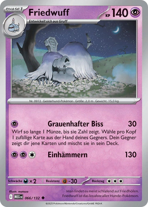 Friedwuff 066/132 Uncommon REVERSE HOLO FOIL - Mega-Entwicklung Deutsch