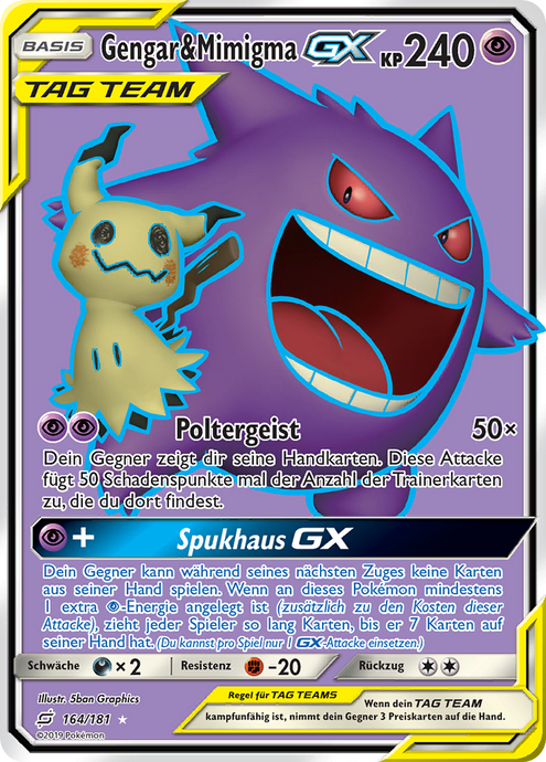 Gengar & Mimigma GX Tag Team 164/181 Ultra Rare - Teams sind Trumpf Deuts