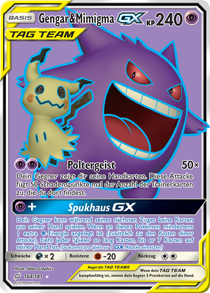 Gengar & Mimigma GX Tag Team 164/181 Ultra Rare - Teams sind Trumpf Deuts