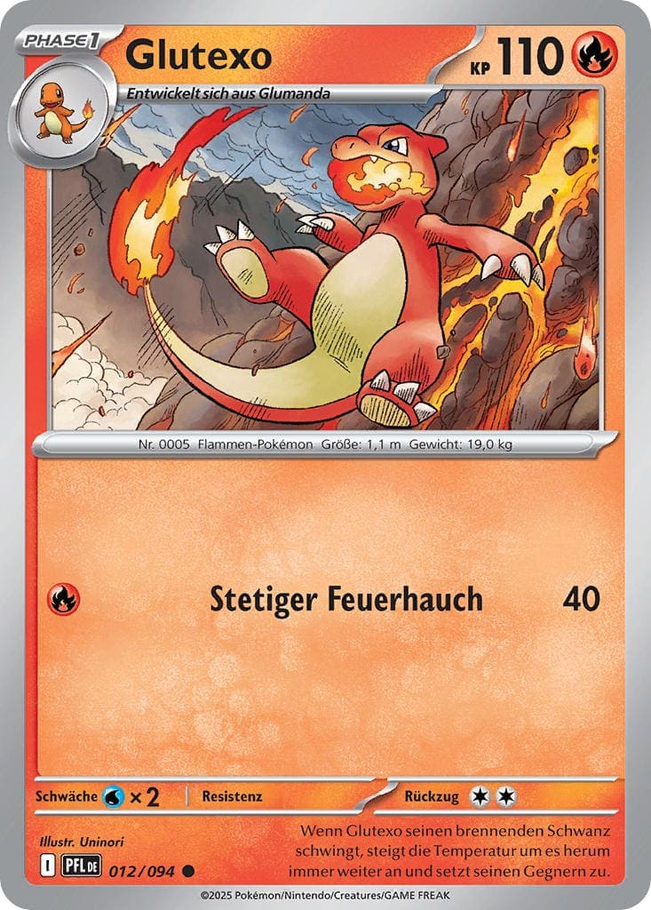 Glutexo 012/094 Common REVERSE HOLO FOIL - Fatale Flammen Deutsch