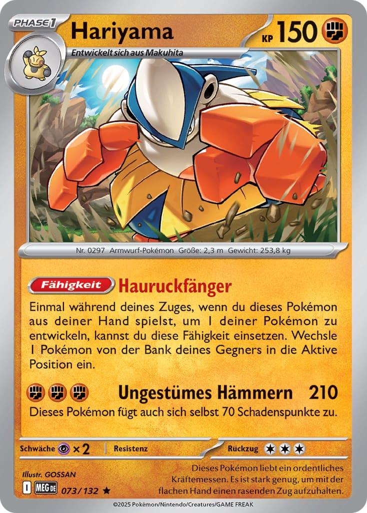 Hariyama 073/132 Rare HOLO FOIL - Mega-Entwicklung Deutsch