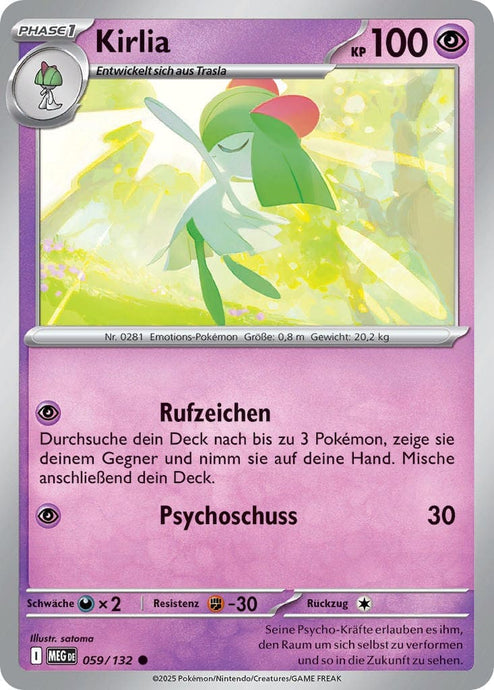 Kirlia 059/132 Common REVERSE HOLO FOIL - Mega-Entwicklung Deutsch