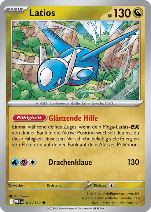 Latios 101/132 Uncommon REVERSE HOLO FOIL - Mega-Entwicklung Deutsch
