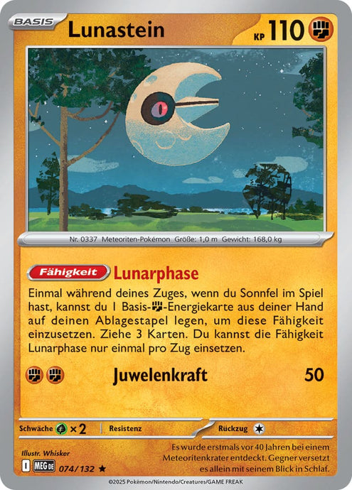 Lunastein 074/132 Rare HOLO FOIL - Mega-Entwicklung Deutsch