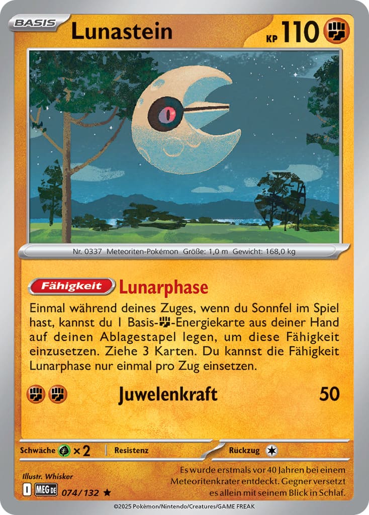 Lunastein 074/132 Rare HOLO FOIL - Mega-Entwicklung Deutsch