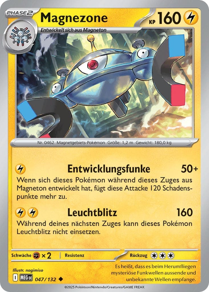 Magnezone 047/132 Uncommon REVERSE HOLO FOIL - Mega-Entwicklung Deutsch