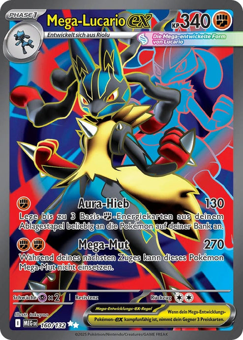 Mega-Lucario ex 160/132 Ultra Rare FOIL - Mega-Entwicklung Deutsch