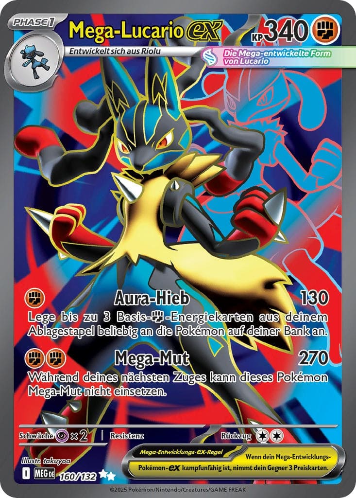 Mega-Lucario ex 160/132 Ultra Rare FOIL - Mega-Entwicklung Deutsch