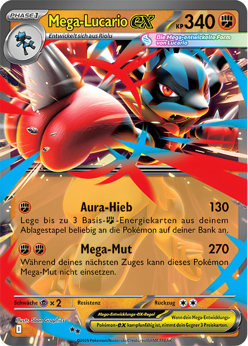 Mega-Lucario ex 077/132 Double Rare FOIL - Mega-Entwicklung Deutsch