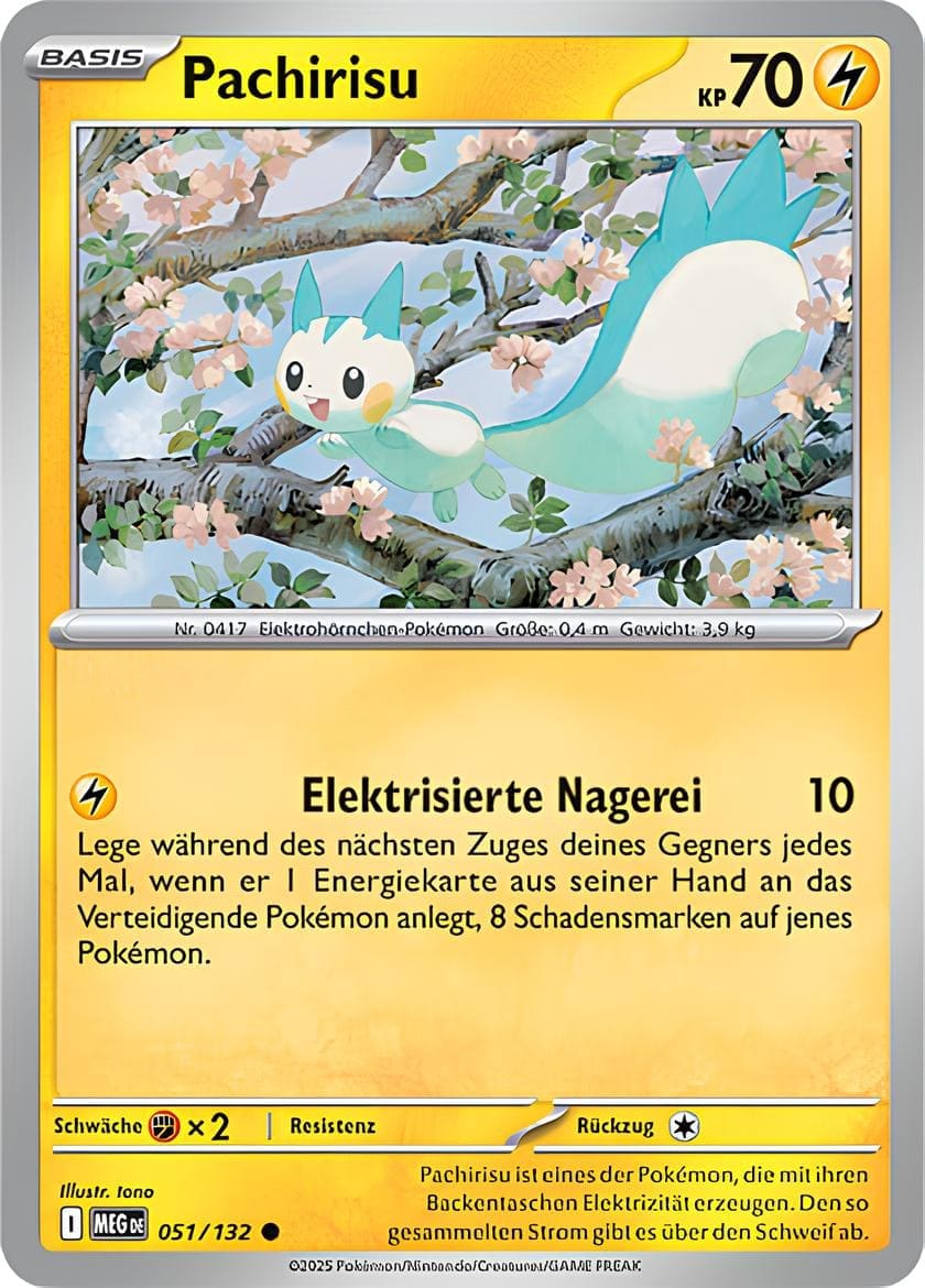 Pachirisu 051/132 Common REVERSE HOLO FOIL - Mega-Entwicklung Deutsch