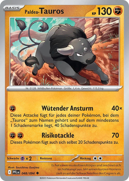 Paldea-Tauros 048/094 Uncommon REVERSE HOLO FOIL - Fatale Flammen Deutsch