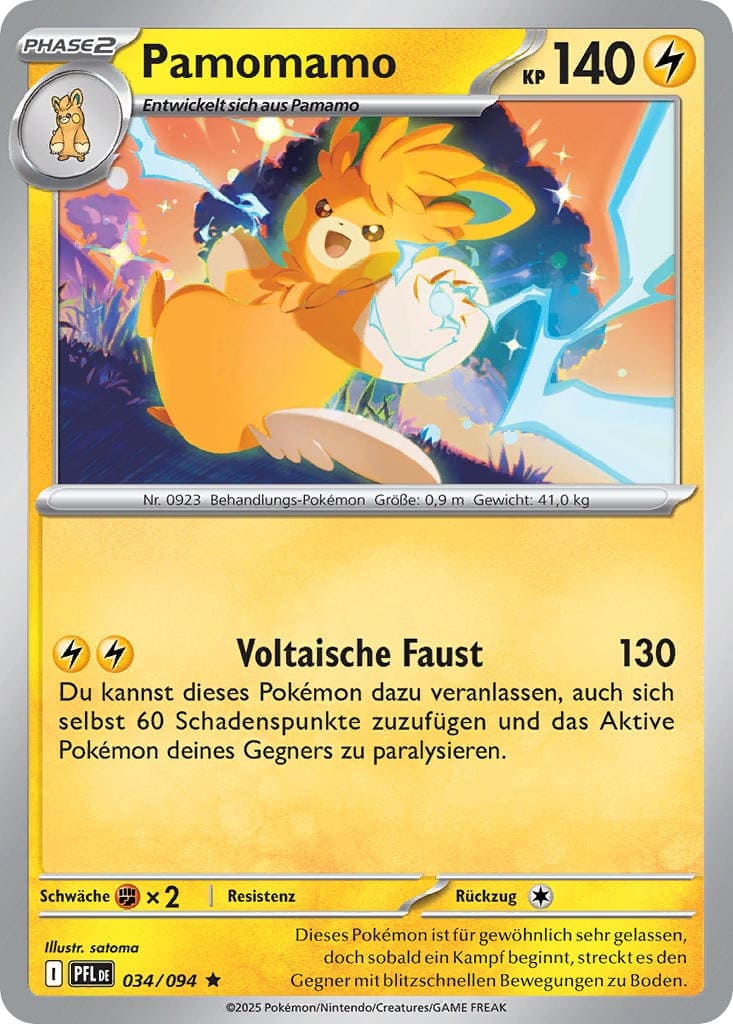 Pamomamo 034/094 Rare HOLO FOIL - Fatale Flammen Deutsch