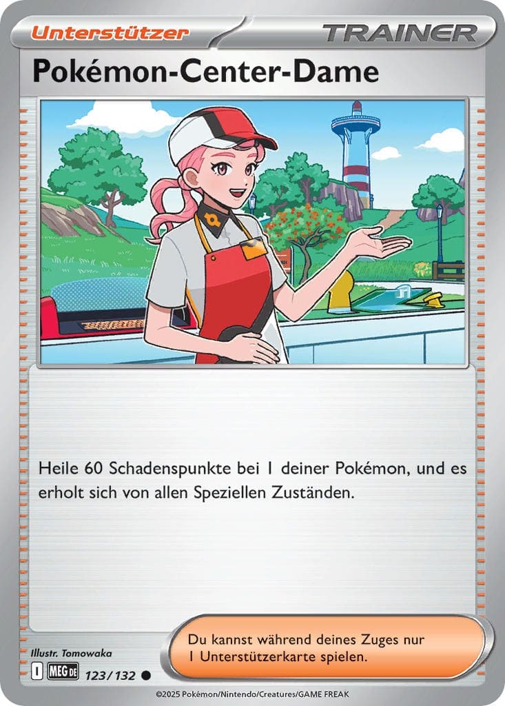 Pokémon-Center-Dame 123/132 Common REVERSE HOLO FOIL - Mega-Entwicklung Deutsch