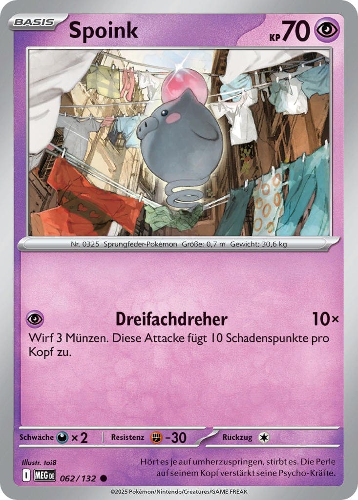 Spoink 062/132 Common REVERSE HOLO FOIL - Mega-Entwicklung Deutsch