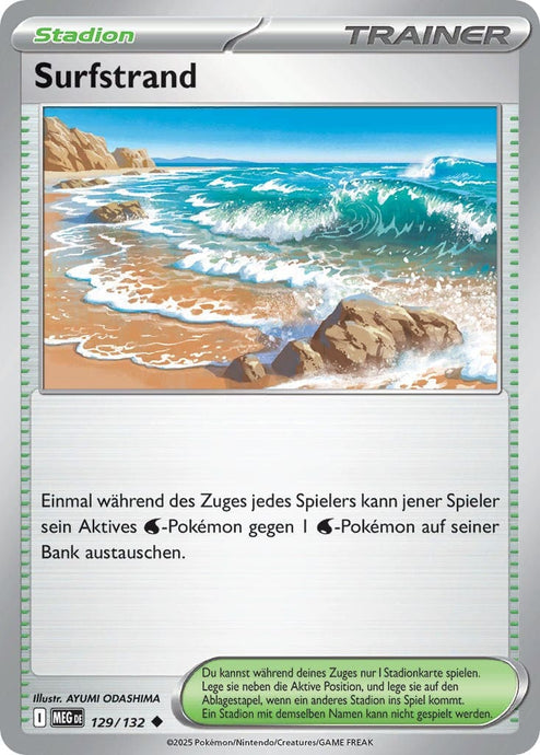 Surfstrand 129/132 Uncommon REVERSE HOLO FOIL - Mega-Entwicklung Deutsch