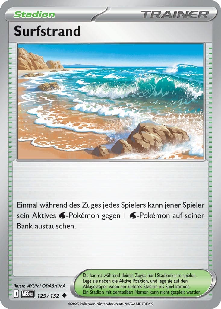 Surfstrand 129/132 Uncommon REVERSE HOLO FOIL - Mega-Entwicklung Deutsch