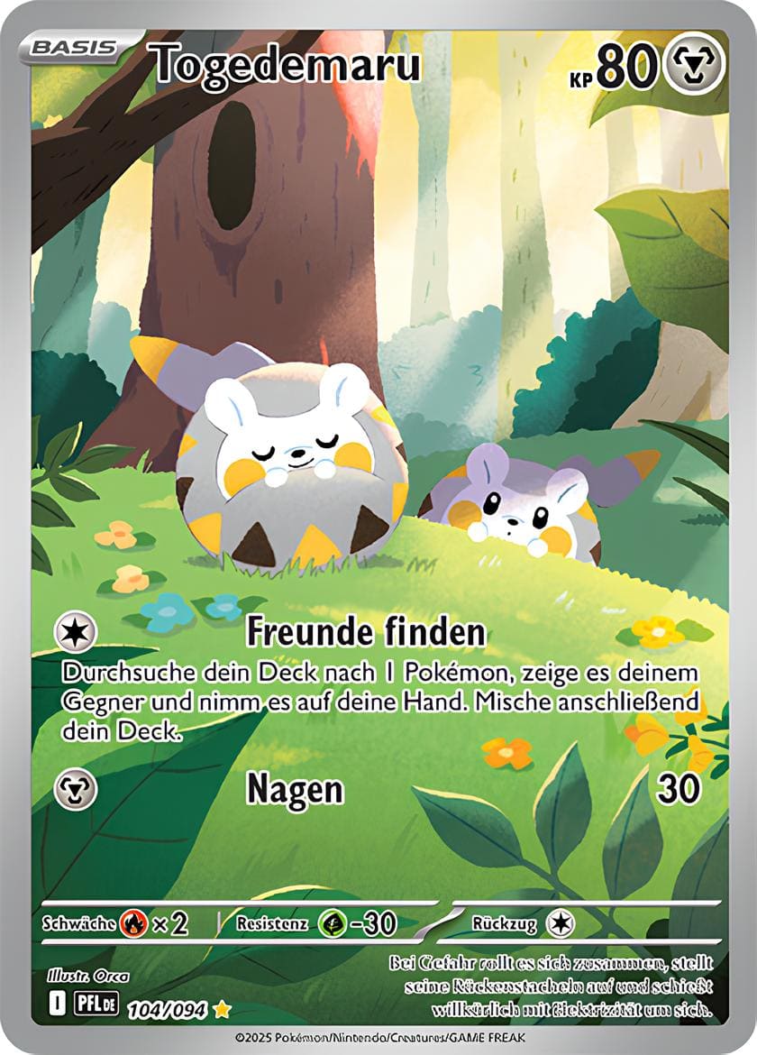 Togedemaru 104/094 Illustration Rare FOIL - Fatale Flammen Deutsch