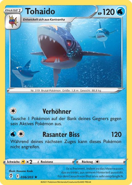 Tohaido 036/203 Rare REVERSE HOLO - Drachenwandel Deutsch