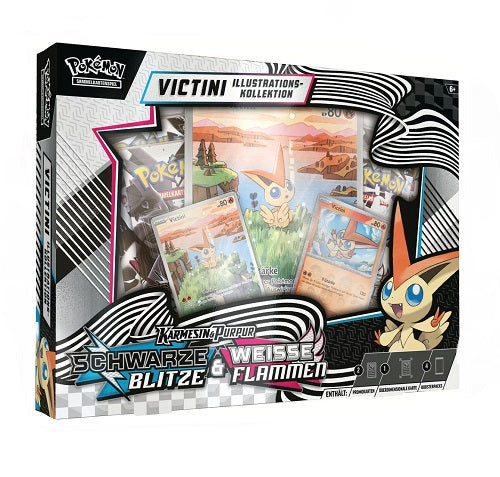 Pokemon Karmesin & Purpur Schwarz Blitze & Weisse Flammen Victini Illustrations-Kollektion 
