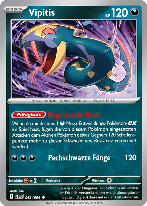 Vipitis 062/094 Uncommon REVERSE HOLO FOIL - Fatale Flammen Deutsch