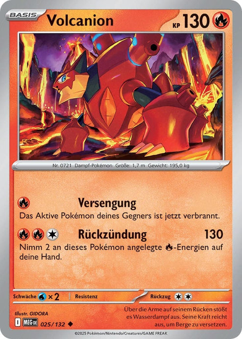 Volcanion 025/132 Uncommon REVERSE HOLO FOIL - Mega-Entwicklung Deutsch