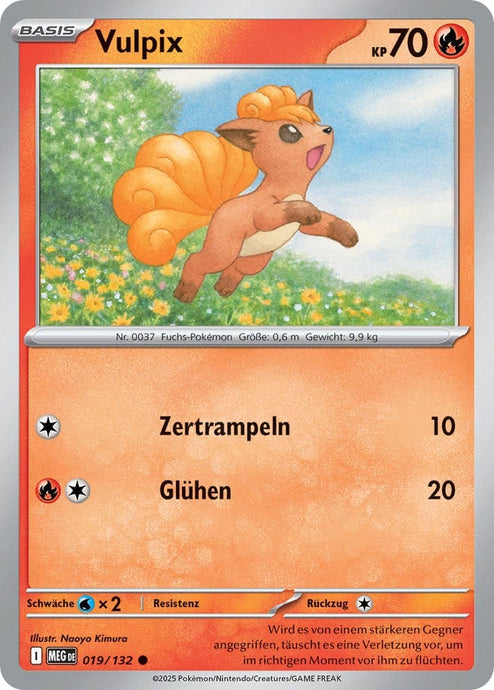 Vulpix 019/132 Common REVERSE HOLO FOIL - Mega-Entwicklung Deutsch