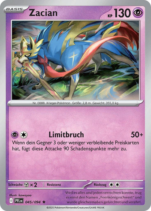 Zacian 045/094 Rare HOLO FOIL - Fatale Flammen Deutsch