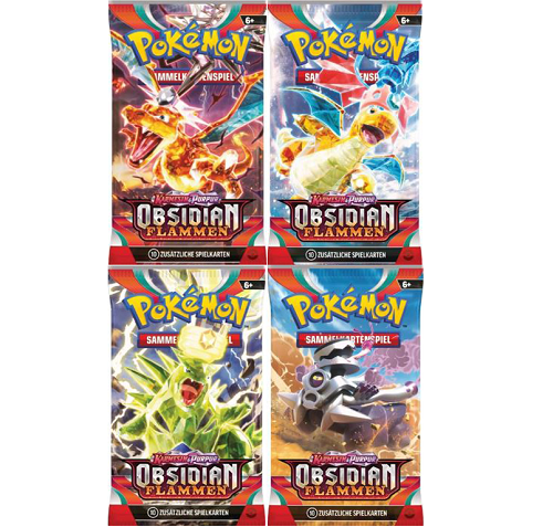 4x Pokemon Karmesin & Purpur - Obsidian Flammen Booster Pack
