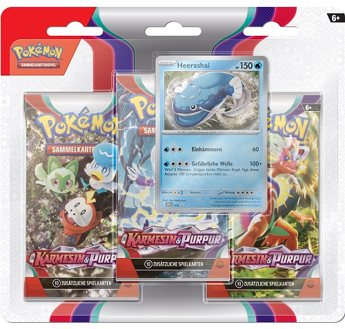 Pokemon - Karmesin und Purpur 3-Pack Blister Heerashai