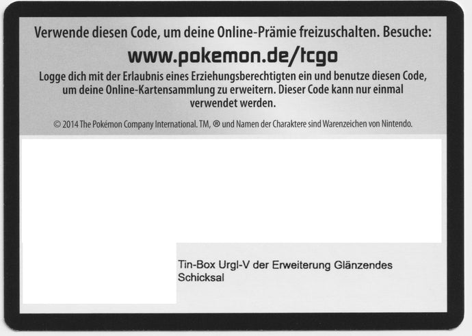 Pokémon TCGO Code: Glänzendes Schicksal - Urgl-V Tin Box