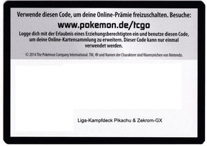Pokémon TCGO Code: Liga Kampf Deck Pikachu & Zekrom GX