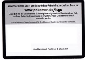 Pokémon TCGO Code: Liga Kampf Deck Reshiram & Glurak GX
