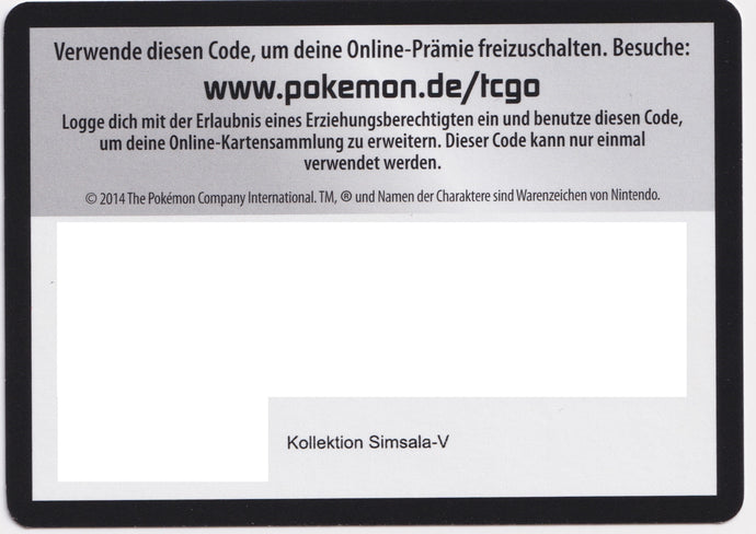1x Pokémon TCGO Code: Simsala-V Kollektion