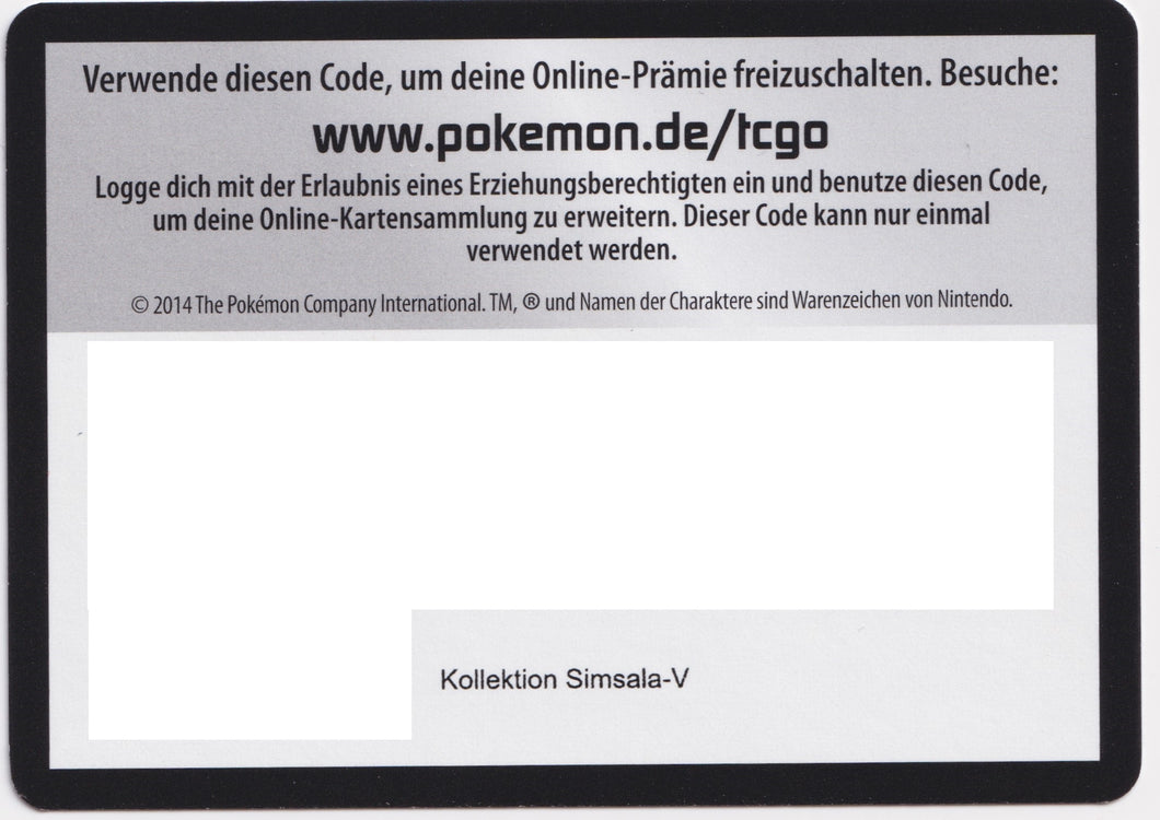 1x Pokémon TCGO Code: Simsala-V Kollektion