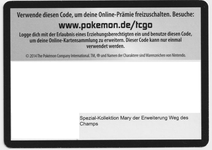 Pokémon TCGO Code: Weg des Champs Mary Spezial Kollektion