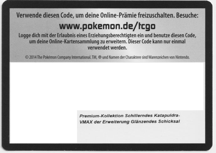 Pokémon TCGO Code: Glänzendes Schicksal Katapuldra Premium Kollektion