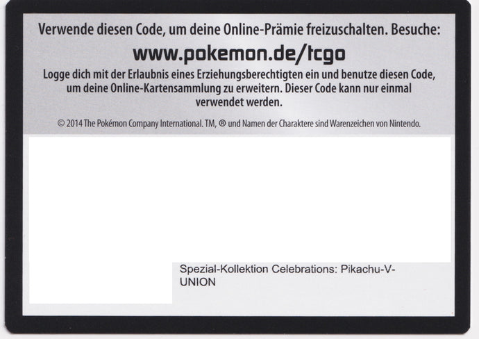Pokémon TCGO Code: Celebrations Pikachu-V Union Kollektion