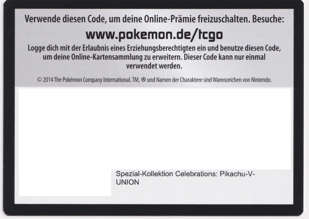 Pokémon TCGO Code: Celebrations Pikachu-V Union Kollektion