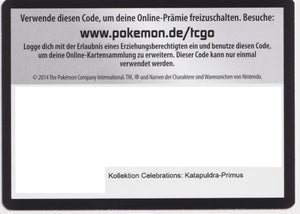 Pokémon TCGO Code: Celebrations Katapuldra Primus Kollektion 