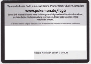 Pokémon TCGO Code: Zacian-V Union Spezial Kollektion
